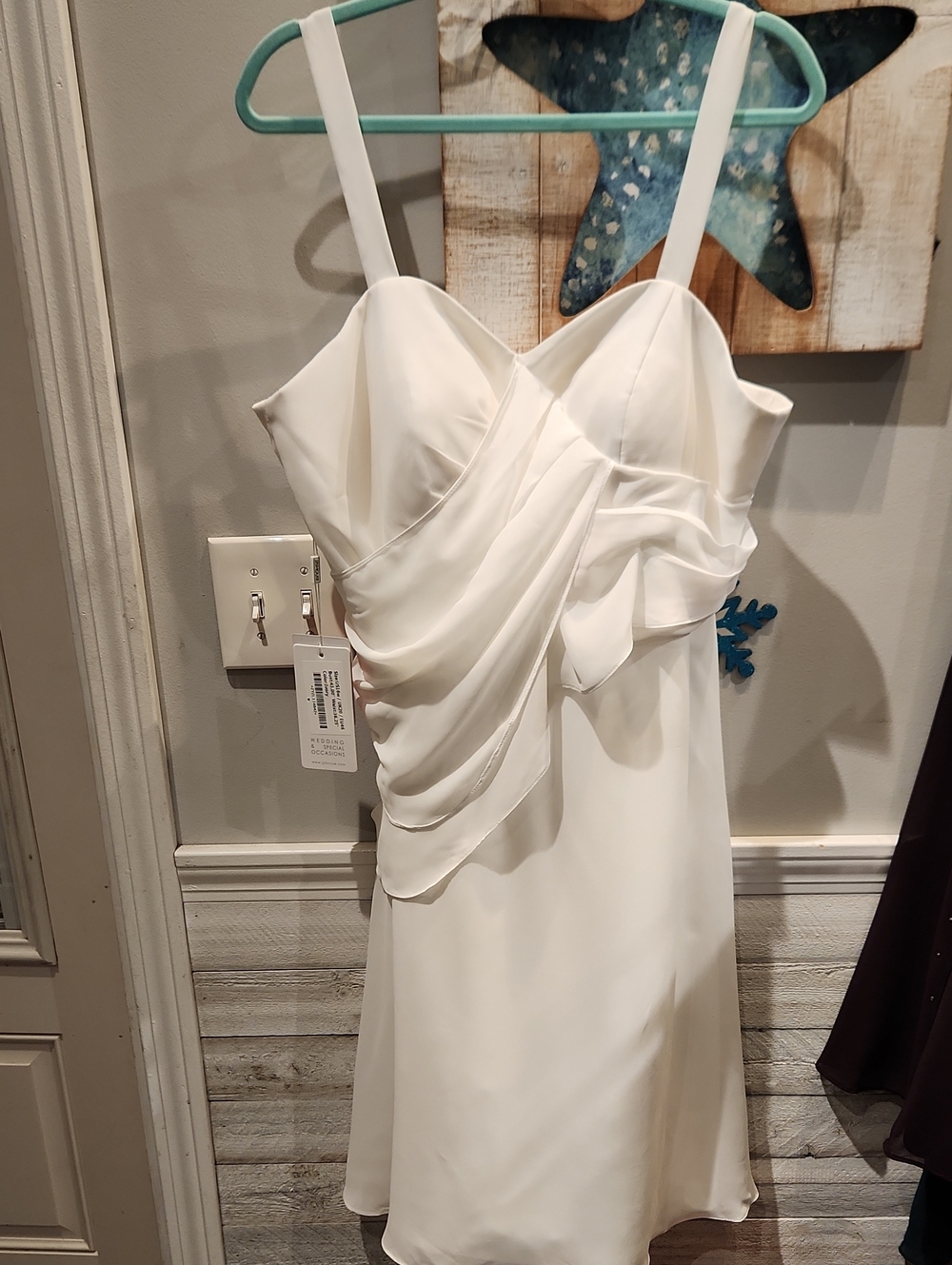 NWT JJs House White Wedding/ Cocktail Dress w/Draped Bodice Sz 16W